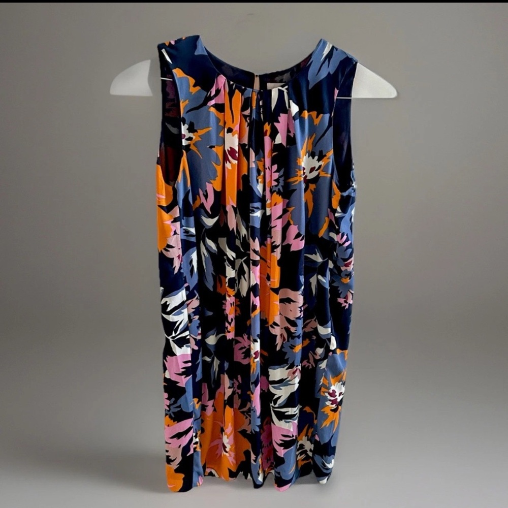 H&M Dress Women M Medium Black Floral Sheath Midi Sleeveless Round Neck Casual